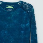 Earth Yoga Teal Blue Tie Dye Lace Long Sleeve Top Womens Size M Sustainable