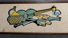 Vintage Mcm Abstract Art Painting Guitar Bread Loaf Wine Rare