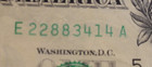 2 Error Note One Dollar Bill Ink Misprint  Mismatched Dark Green Lower Seiral