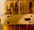Antique 19thc Spinning Wheel Project Lot Mother Board Bench Base   8 Spindles