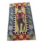 Hooked Wool Rug Folk Frog Whimsical  56 X 34