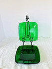 Set Of 4 Vtg Anchor Hocking Forest Green Charm 8-1 4  Square Salad Plates Vg