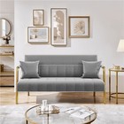 Modern Upholstered Loveseat Sofa Couch With Pillows Small Space Living Room Gray