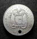 Old Silver 5 Sucres 1943 Coin Of Ecuador Antonio Jose De Sucre   World War Ii