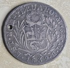 1839 8 Reales Republic Of North Peru  903 Silver Coin Holed -km 155