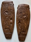 Vintage Mcm Tribal Chalkware Plaques Wall Hangings Mid Century 1960s Bongos