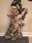 Vintage Cast Iron Cherub Umbrella   Cane Stand Painted Angel Super Heavy 