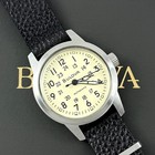 Bulova Men s Hack Automatic Ivory Dial Black Leather Strap Watch 96a246