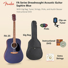 Fender Fa Dreadnought Acoustic Guitar Sapphire Blue Bundle Bag Tuner Strings