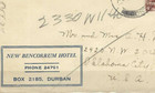 South Africa-   hotel Bencorrum     Durban  To Okklahoma    U s   7- Jun-  1939