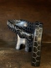 Large Hand-carved Kenyan Soapstone Zebra Black 28-035