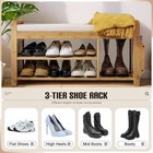 Entryway 2 Tier Shoe Rack Bench W hidden Drawer Side Holder Bamboo Organizer