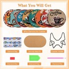 Ghhkud 8 Pcs Coffee Diamond Art Coasters With Holder Cork Pad  Time 