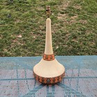 Vintage Mid Century Modern Fortune Lamp Beige Turquoise Orange Bohemian Works