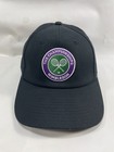 Wimbledon The Championships Hat Adult One Size Adjustable Strap Tennis Black Cap