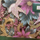 Christmas Holiday Fabric Tablecloth Purple Turquoise Birds Poinsettias 60x84    Ov