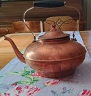 Vintage Copper Kettle Tea Pot  Made In Portugal  Wooden   Brass Handle