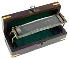 Antique Vintage Maritime Brass Magnifying Glass Standing Magnifier W  Wooden Box
