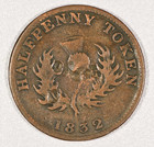 1832 Nova Scotia  george Iv  Half-penny Copper Token  Breton 871  Damaged