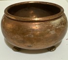 Antique Copper Cauldron Kettle Pot Hand Crafted Lion Paw Footed Planter Holland