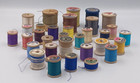 32 Vintage Wooden Thread Spools With Thread Assorted Sizes
