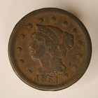 1851 Philadelphia Mint Copper Braided Hair Large Cent  - Better Condition