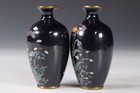 Cloisonne Antique Vase 3 1 Inch Tall Flower Pattern Japanese Pot 2 Set