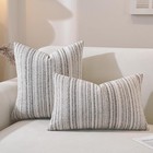 Chenille Throw Decorative Pillow Covers 18x18 Set Of 2  Textured Striped Boho   