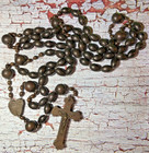 Antique Extra-large Wall Rosary  Lourdes  Wood  Circa 1900  Six Decades  48 