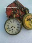 Vintage Brass Pocket Watch Berlin 1936 With Leather Box Gift Marine Gift