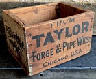 Vintage Wooden Crate Box Taylor Forge   Pipe Works Chicago Usa Advertising 10 l