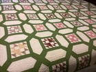Antique Applique Hand Stitched Quilt In The Lemoy Triangle Pattern Circa 1800 s