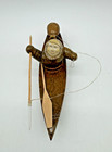 Vintage Alaskan Eskio Inuit Carved Kayak   Hunter Spear 9  Long Signed Alaska
