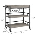 3-tier Rolling Bar Cart With Wheel  Serving Cart With Wine Rack   Removable Tray