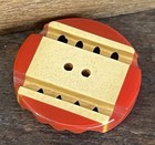 Vintage Bakelite Double-cut Pierced Cookie Button  Yellow  And Cherry Red