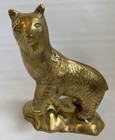 Vtg Heavy Brass Bear Statue Standing Up On Brass Rock Base 8 5    Tall Korea