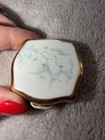 Vintage Stratton England Floral Pill Trinket Box Gold Tone Compact Vanity Vgc