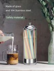 Straw Holder Dispenser 100 Pcs Straws Includ - Clear Glass Drinking M  