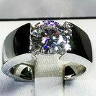2 00 Ct Round Cut Natural Moissanite Men s Engagement Ring 925 Sterling Silver