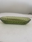 Vintage Avocado Green Glass Decorative Tray Dish Bowl Mid Century Modern