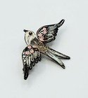Antique Filigree Swallow Bird 800 Silver Pin 1930 s Brooch Pink Blue Wings 