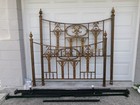 Queen Size Bed Ornate Metal Gold French Fleur De Lis Regency Spanish Revival