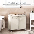 Hoobro Laundry Basket With Wheels 2-section Rolling Laundry Hamper Laundry Cart