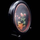 Vintage Chinese Carved Jade Stone Shadowbox Frame Table Screen Decor