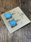 Barse Jubilee Square Earrings- Turquoise Howlite- Silver- Nwt