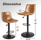 Set Of 4 Adjustable Swivel Bar Stools With Back  Pu Leather