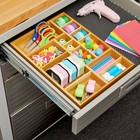 Bamboo Drawer Organizer Tray With 8 Adjustable Dividers  14 X 10 X 2 In