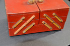 Vintage 1950 s  Tiered Wood Sewing Box W  Short Legs   Made In Holland
