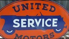 Old Rare United Service Motors Heavy Porcelain Enamel Sign 48x30 Inch 