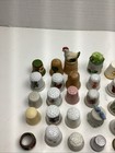 Vintage Thimble Lot Of 35 Porcelain Metal Glass Wood Avon  Enesco campbells 